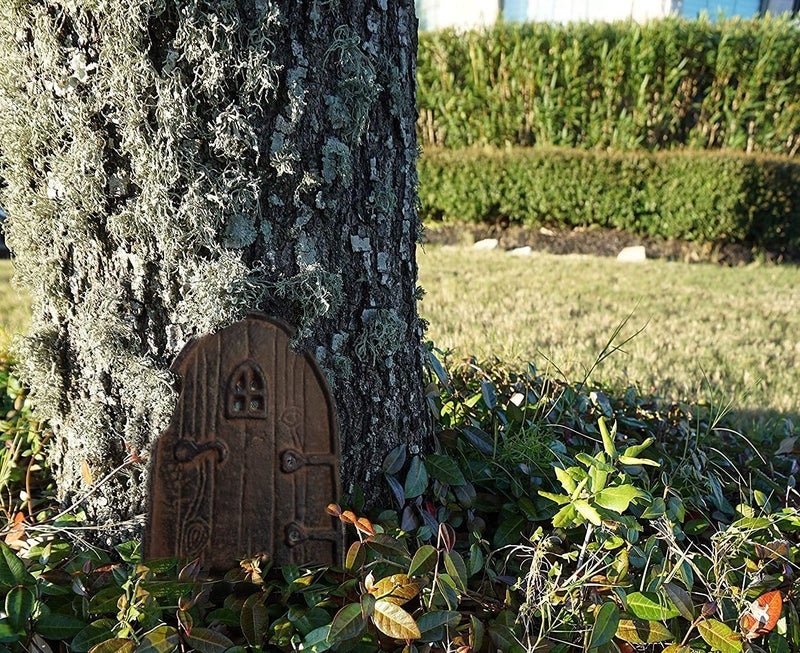 Lulu Decor, 100% Cast Iron Rustic Brown Miniature Fairy Door 5" and 2 Windows, Garden Ornament Ideal for Bottom of Trees (5 Inch - Round Top) - Image 4